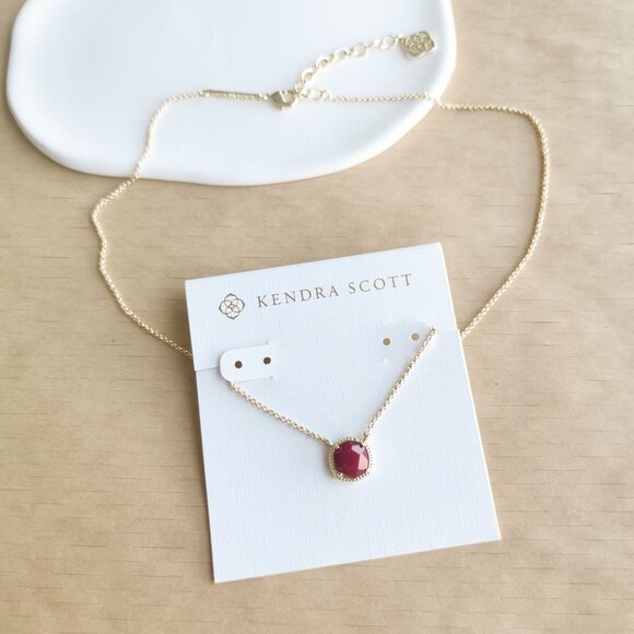 Kendra Scott “Davie” Gold Necklace with Red Pendant - Picture 3 of 3